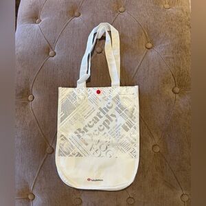 Lululemon White And Silver Reusable Red Snap Tote